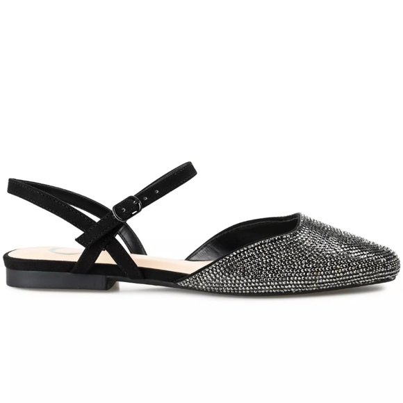 Journee Collection Nysha Rhinestone Flats Black 8.5 - Picture 4 of 8